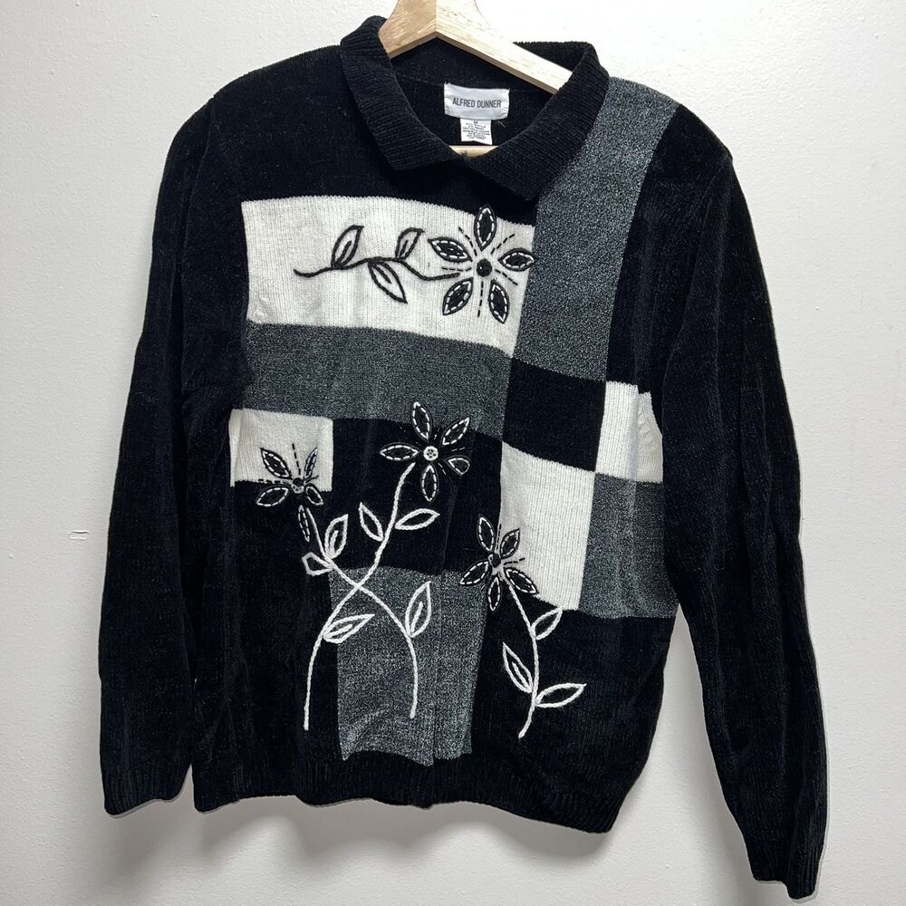 Alfred Dunner Medium Floral Patchwork Cozy Embroidered Grandmacore 90s Retro